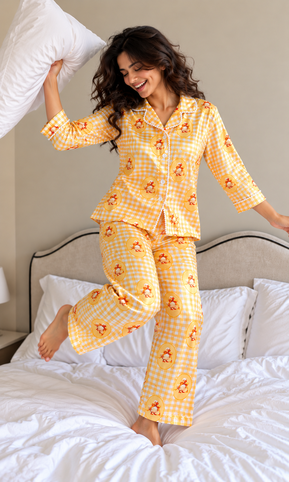 Yellow duck Luxe Satin PJ Set