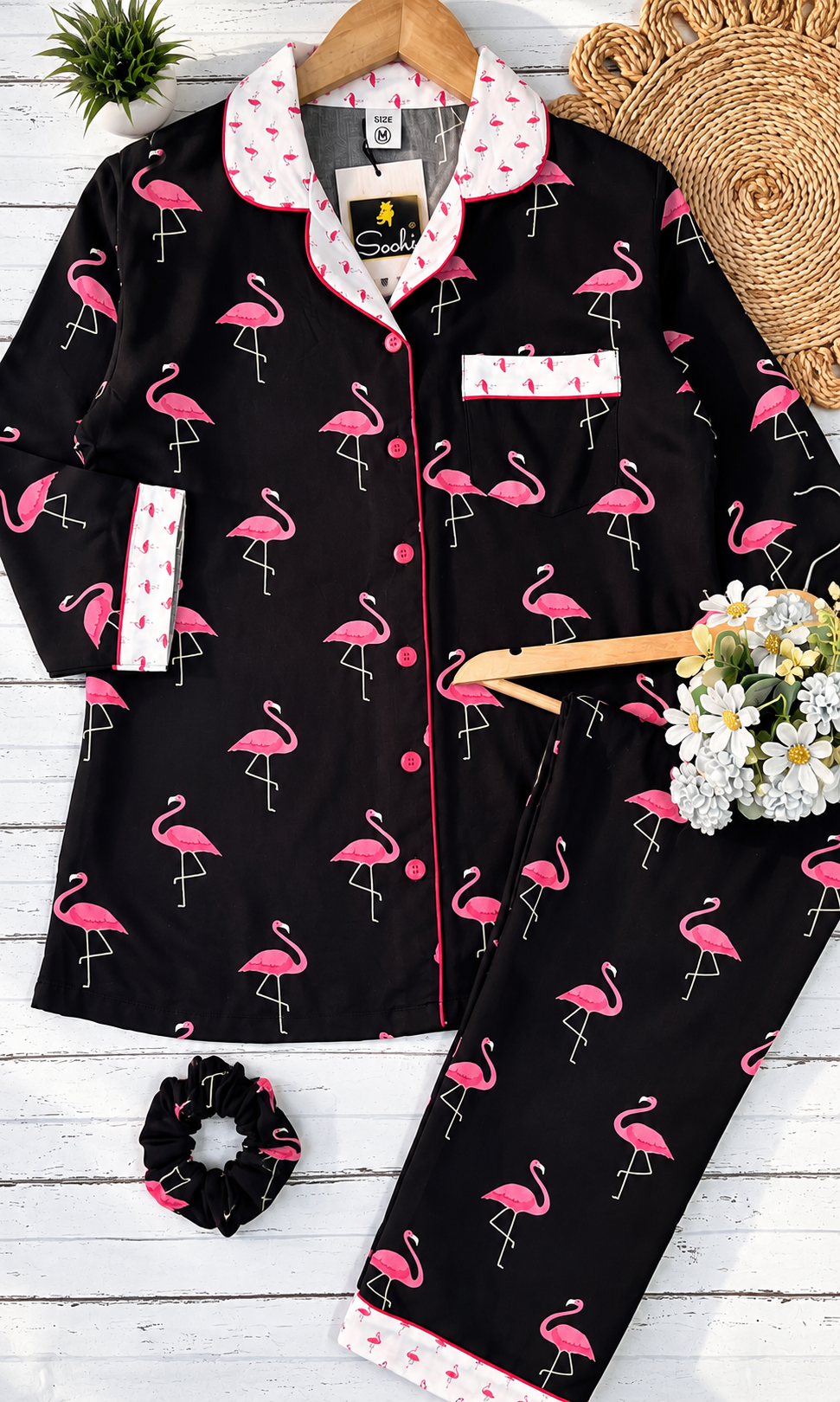 Black Flamingo Pj Set