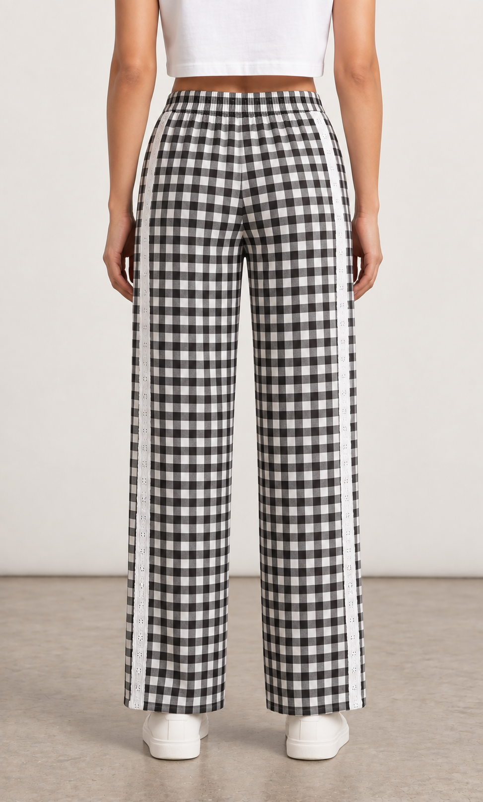 Black Check Lower with Lace (Women)