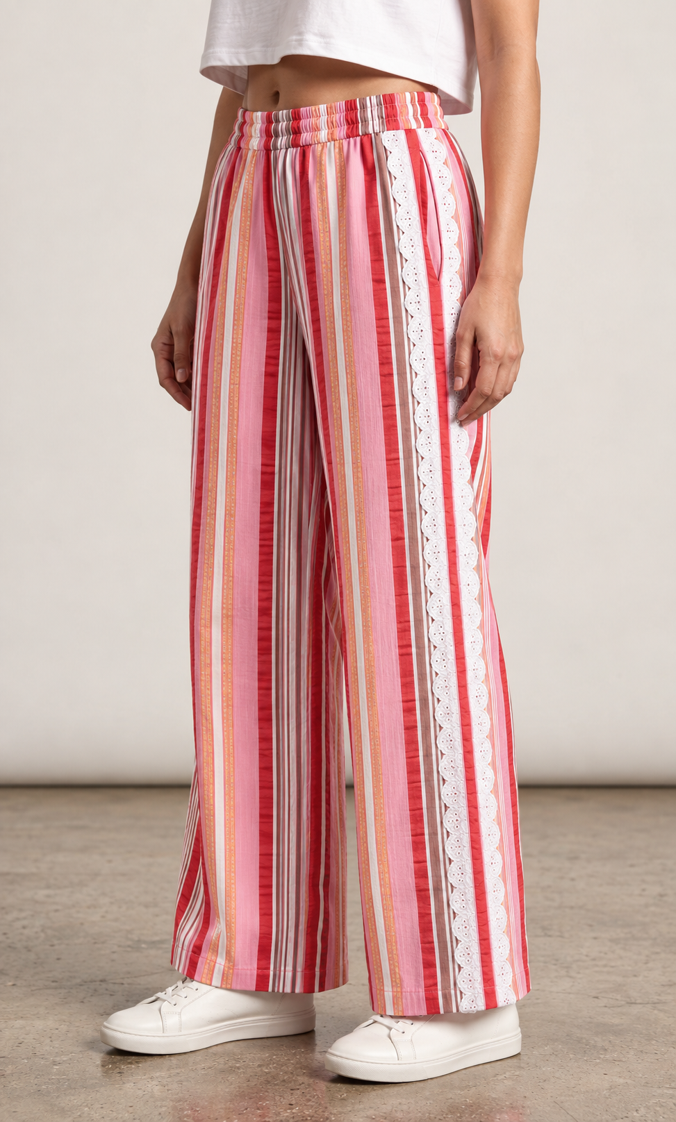 Multi Red Stripe Lower with Lace (Women)