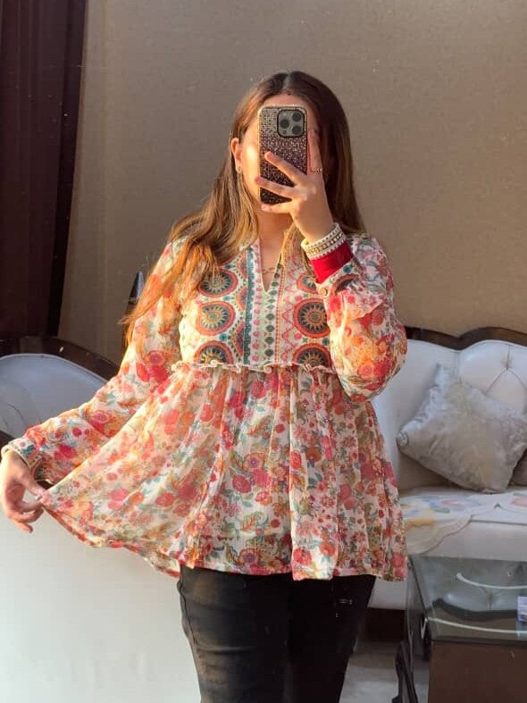 Kaaya Off White Flared Kurti (Women)