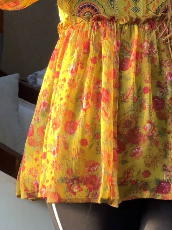 Kaaya Yellow Flared Kurti (Women)