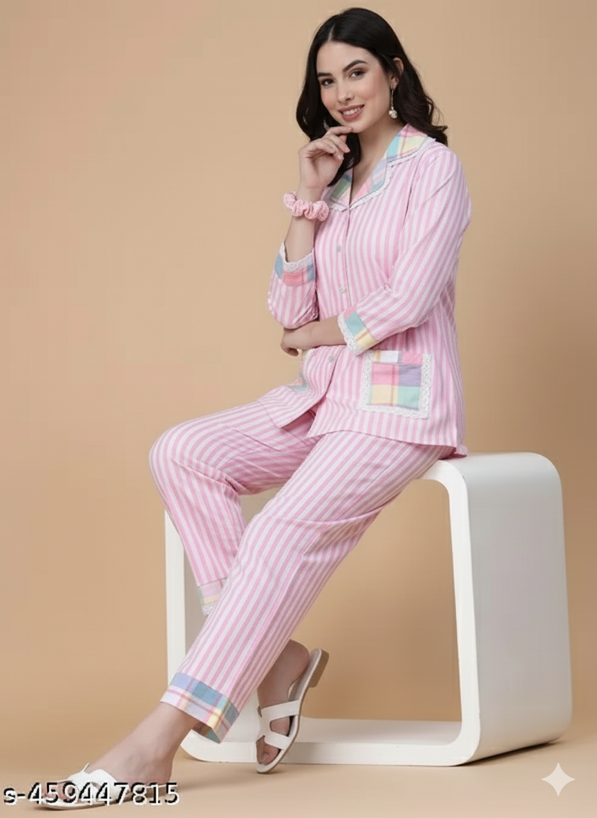 Pink Stripe Pj Set (Women)