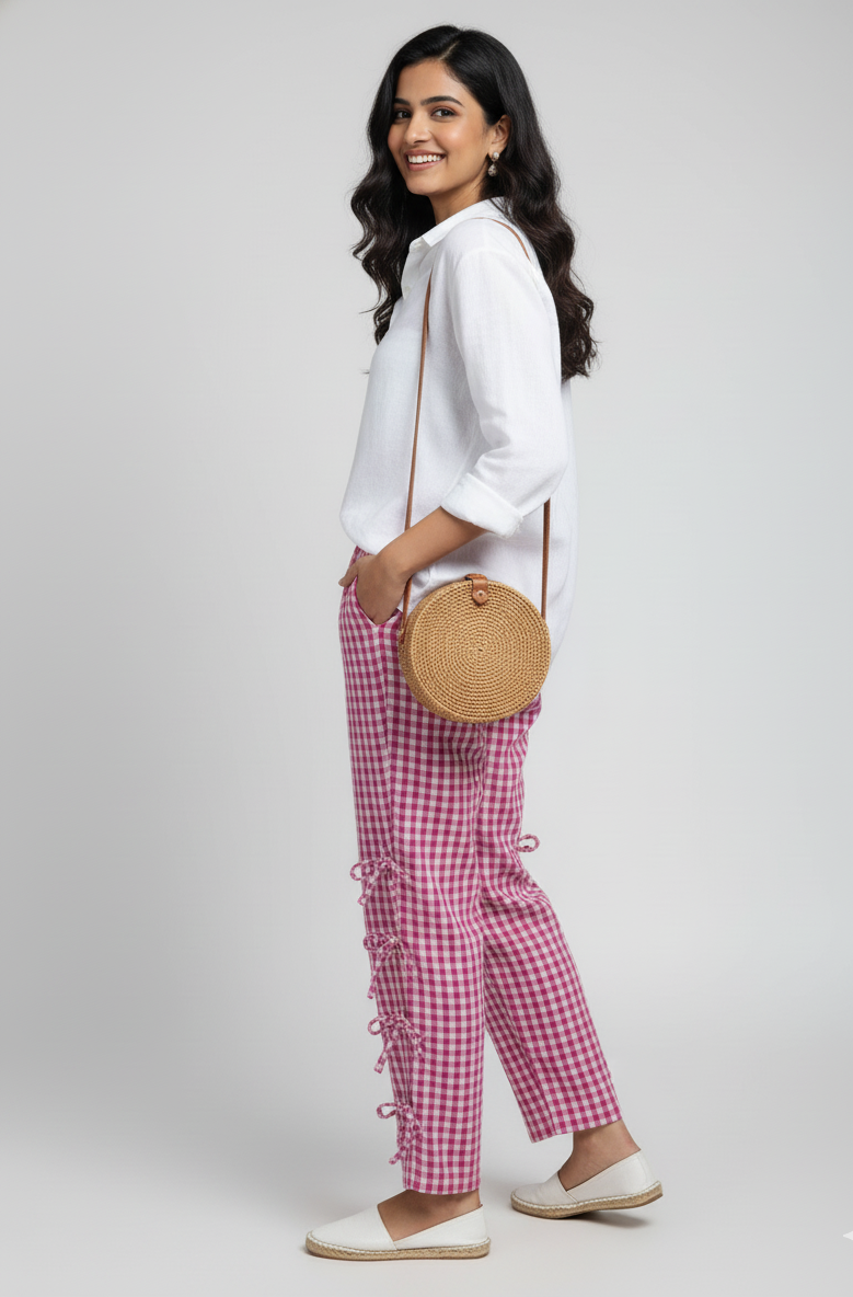 Pink Checks Joggers (Women)