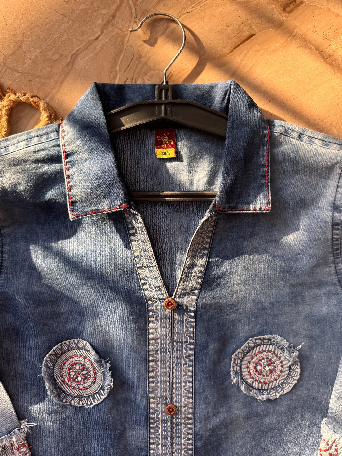 Indie Patch Denim Kurti (Women)