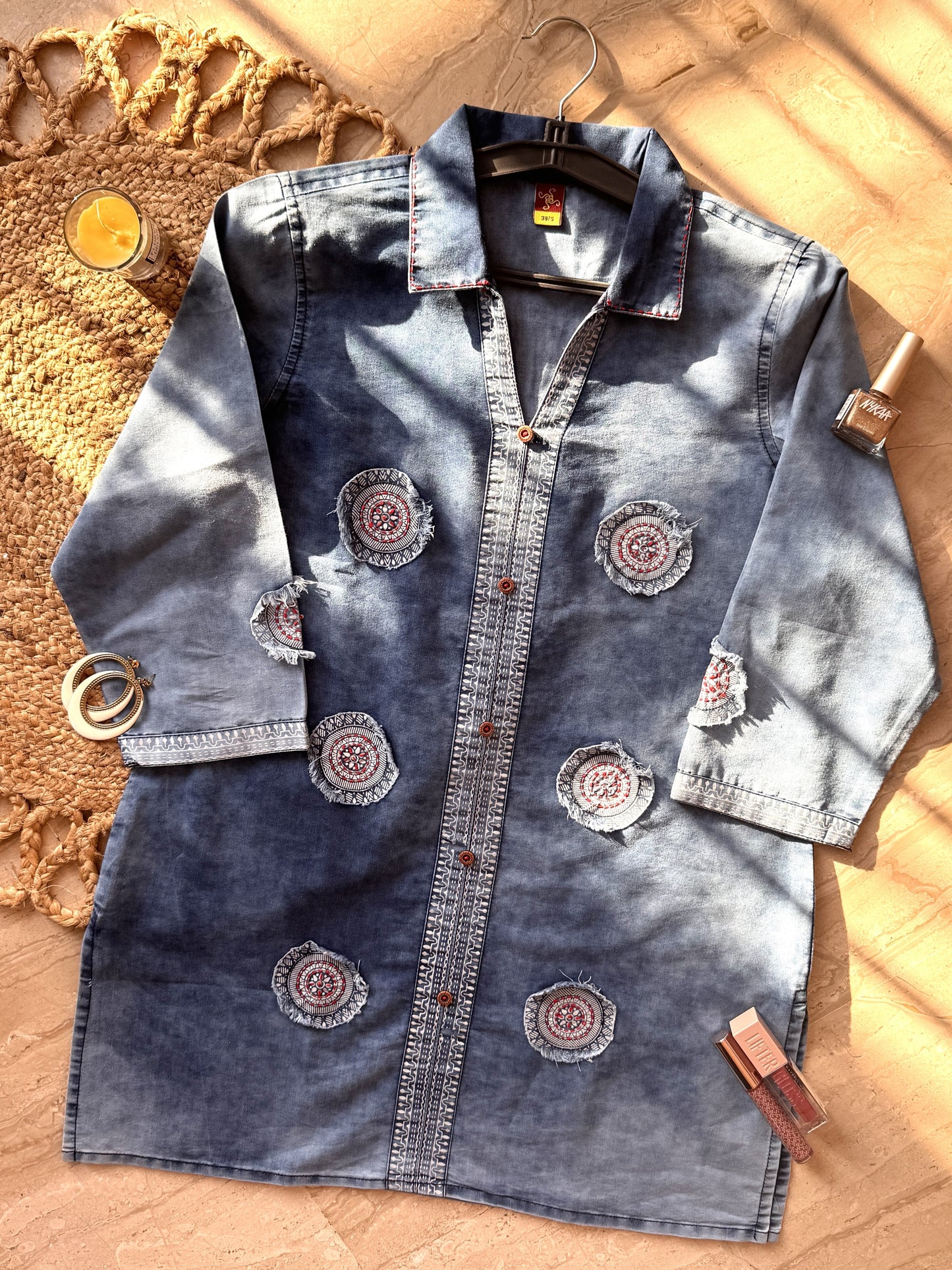 Indie Patch Denim Kurti (Women)