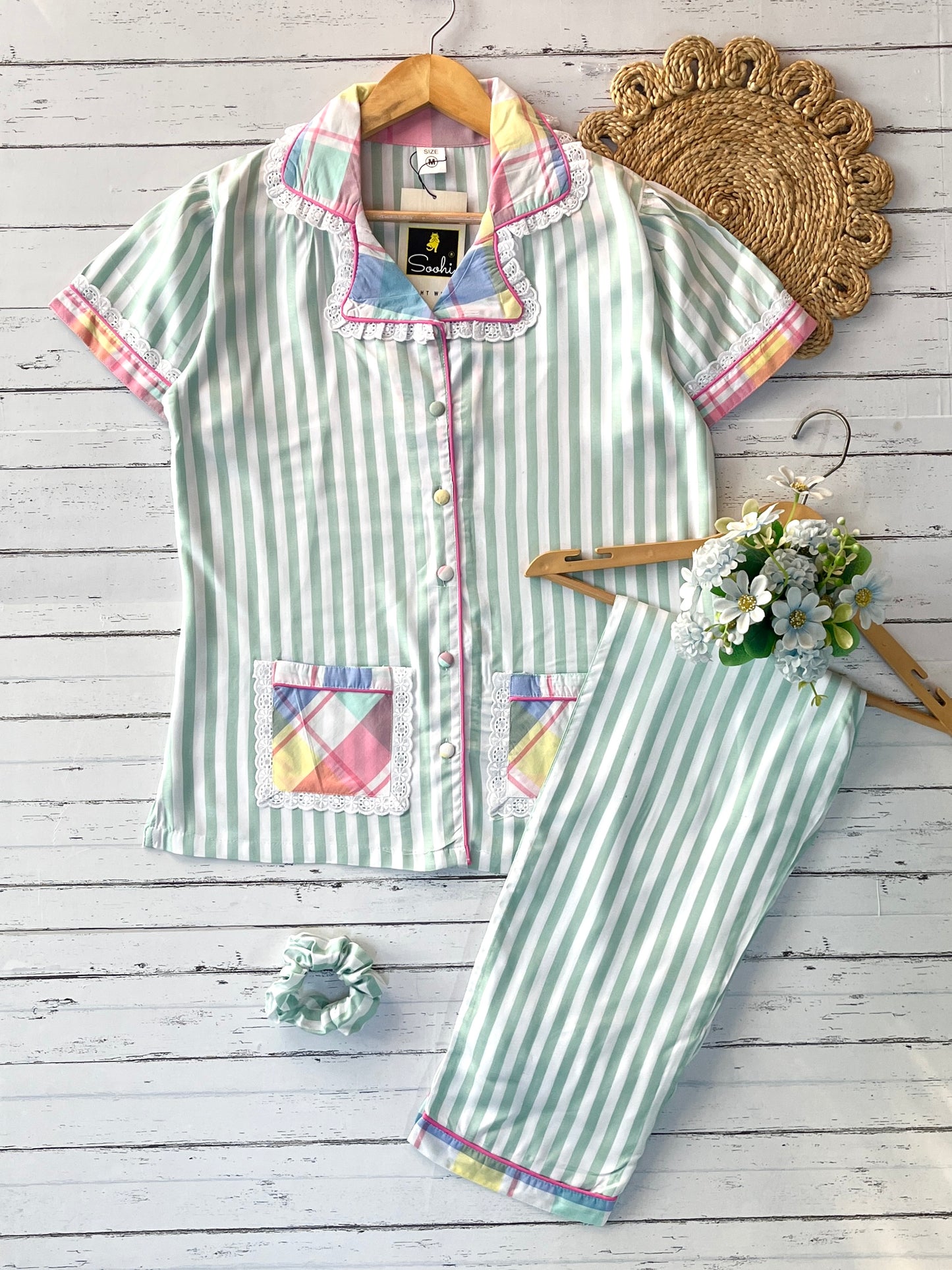Green Stripe Pj Set (Women)