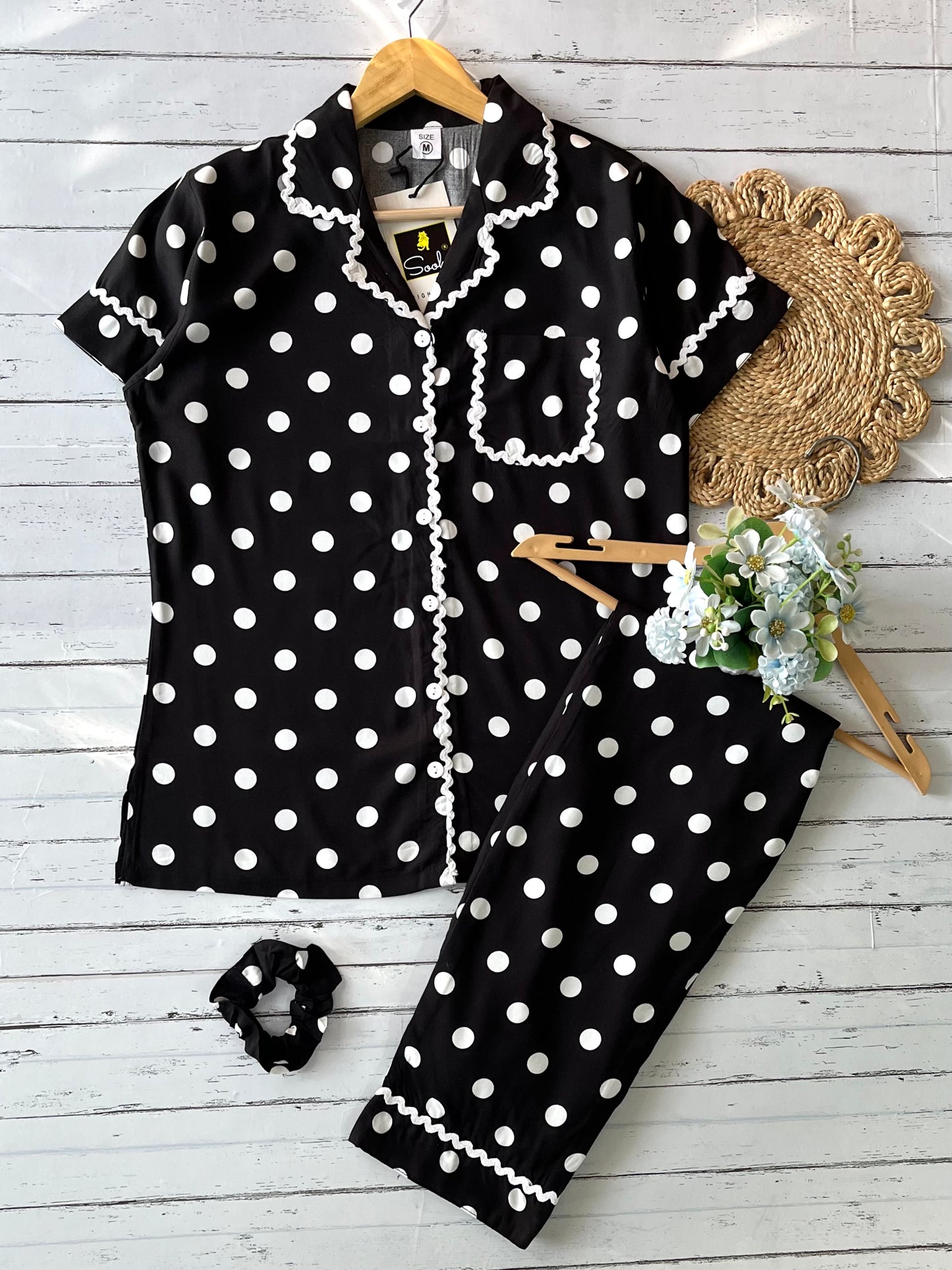 Black Polka Pj Set (Women)