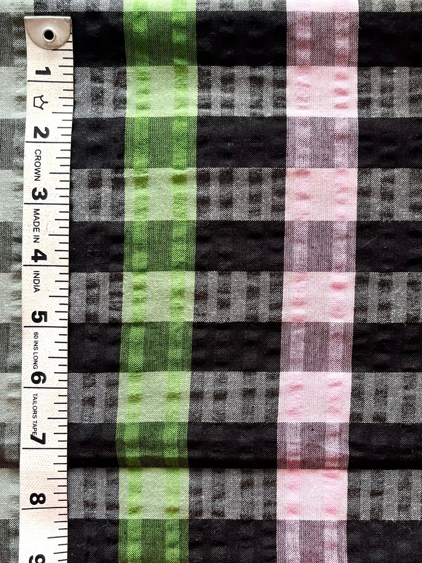 Black Multi Check Pure Cotton Fabric