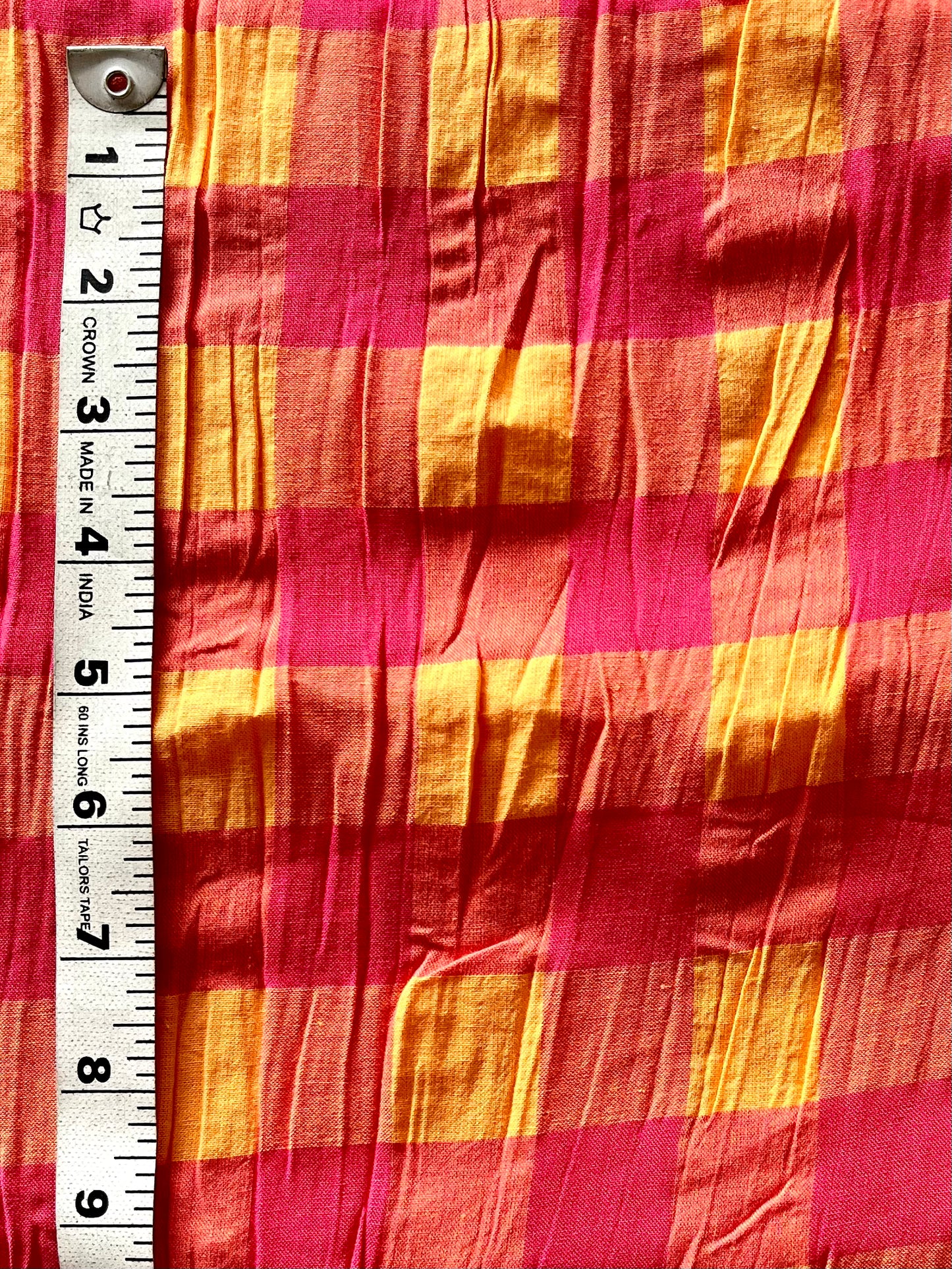 Orange Check Pure Cotton Fabric