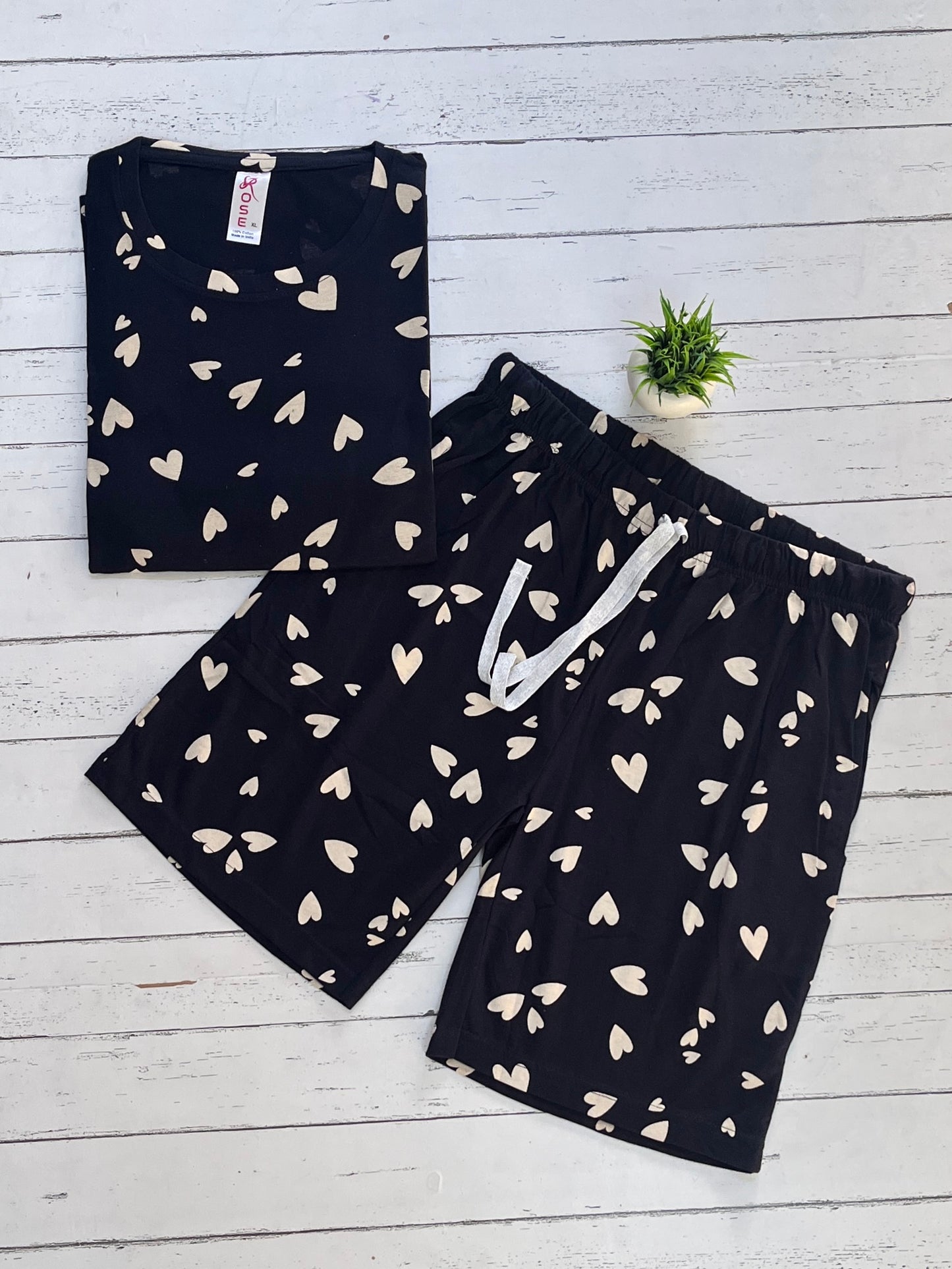 Black Hearts Shorts Set (Women)