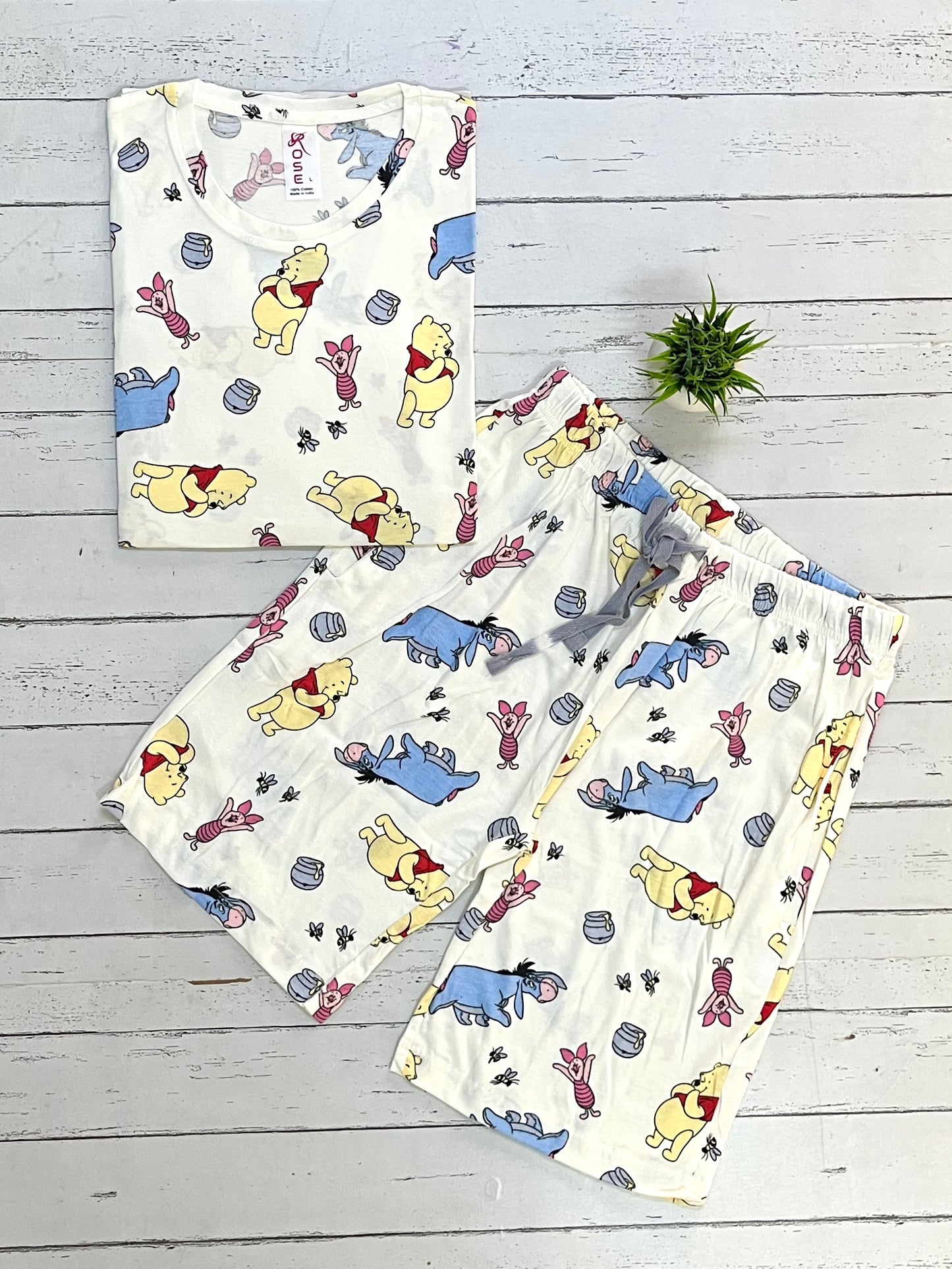 White Pooh Shorts Set (Women)