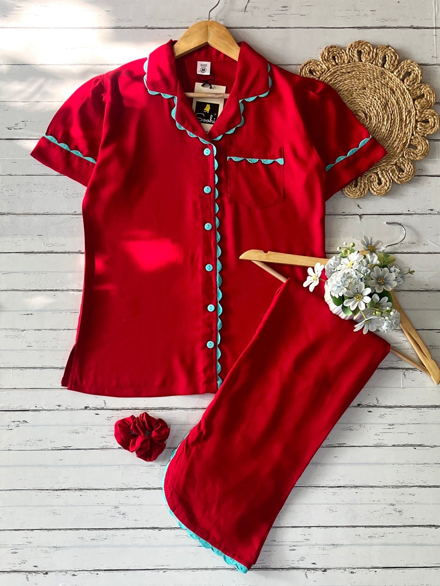 Red Scallop Pj Set (Women)