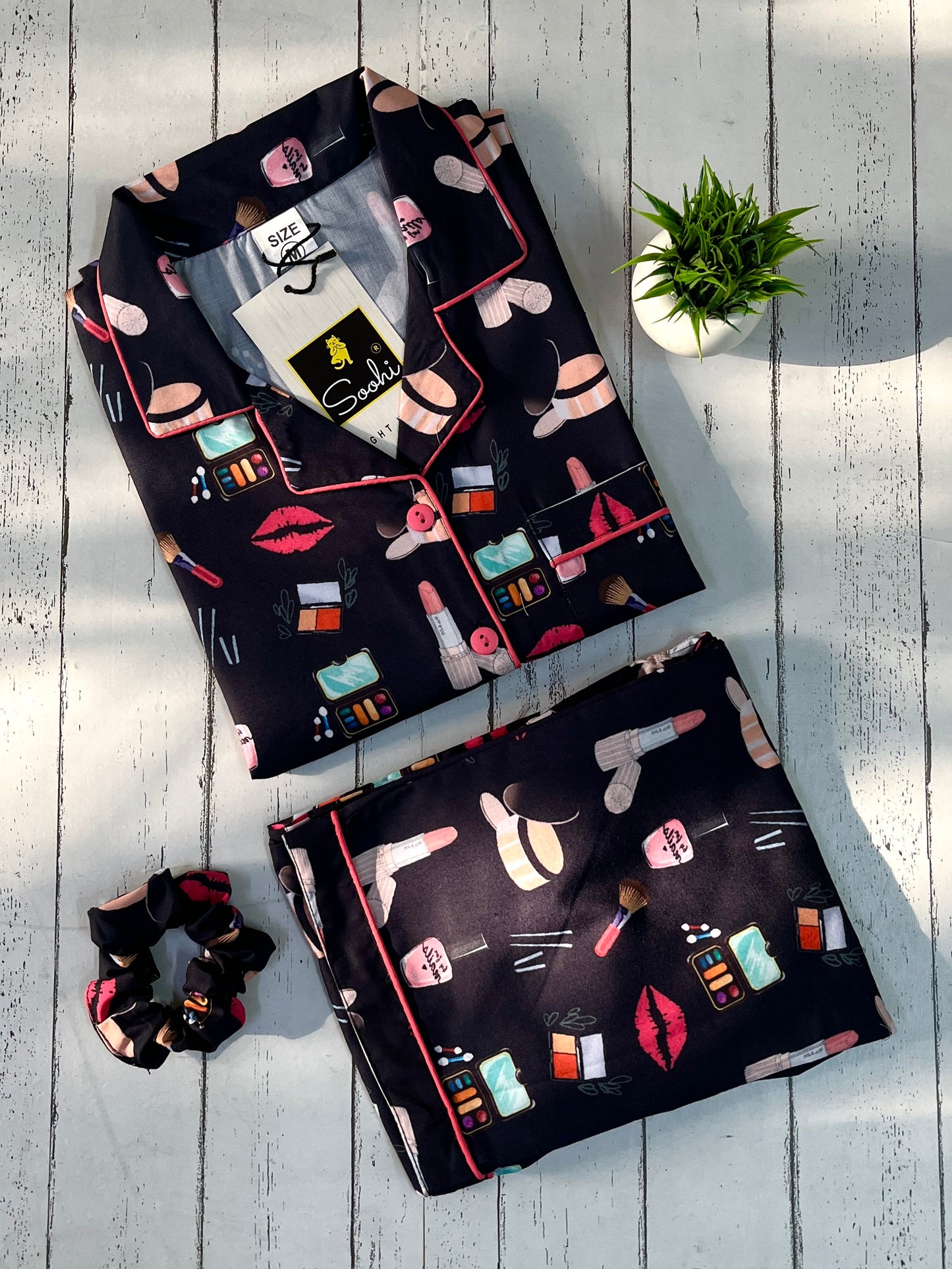 Black Makeup PJ Set (Women)