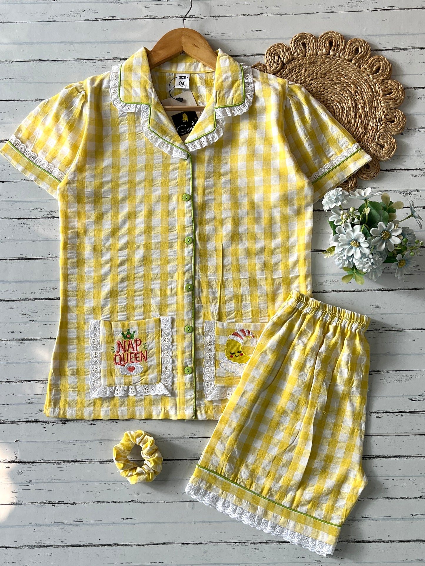 Yellow Check with Shorts Set (Women)