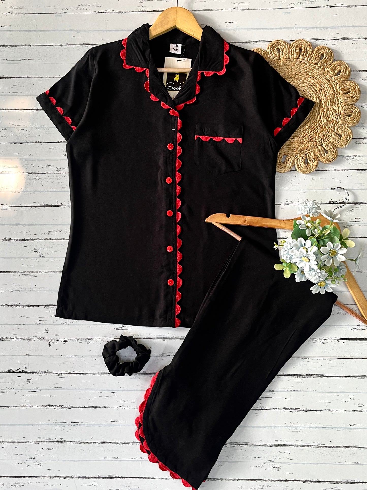 Black Plain Pj Set (Women)
