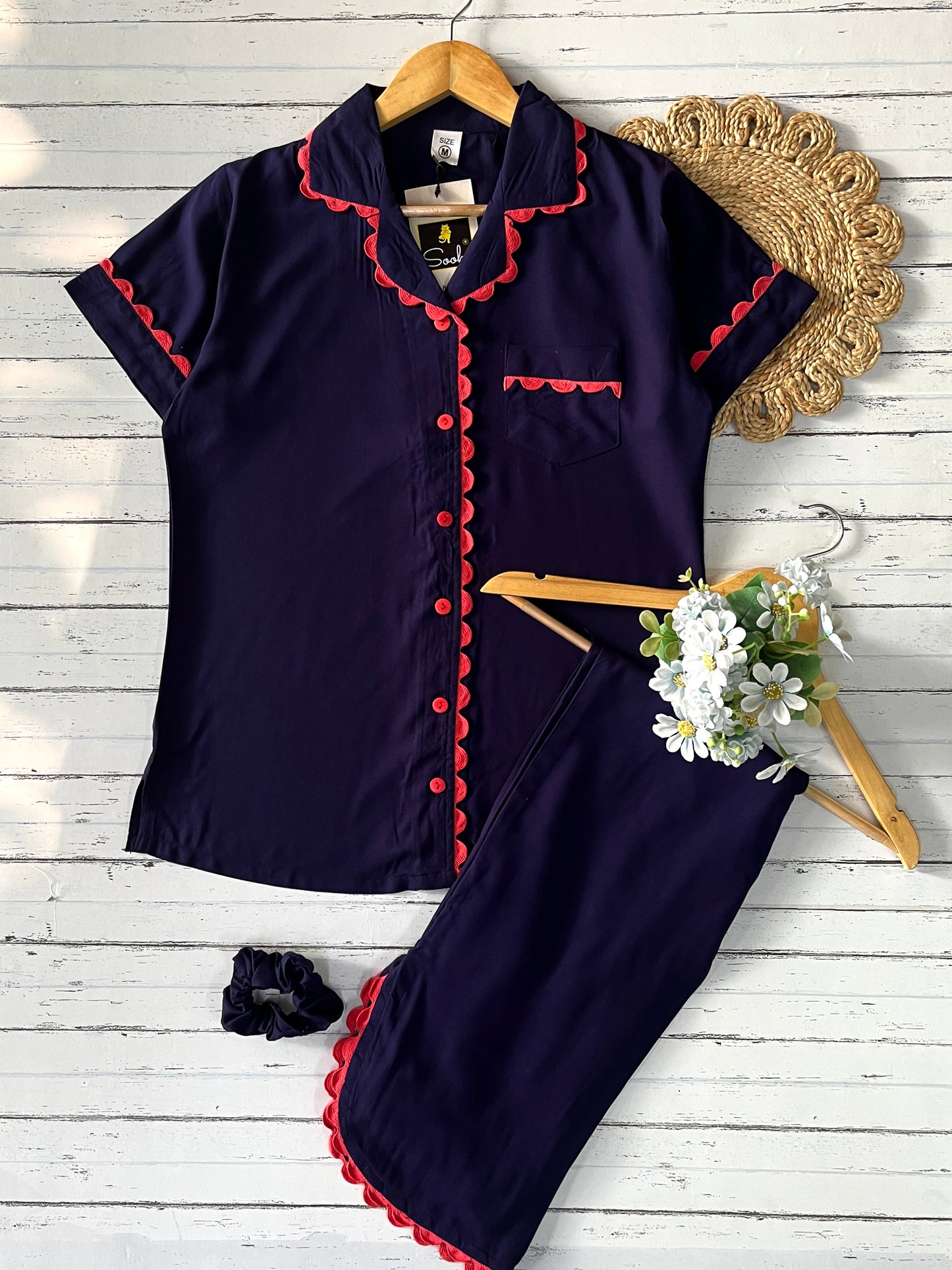 Navy Blue Plain Pj Set (Women)
