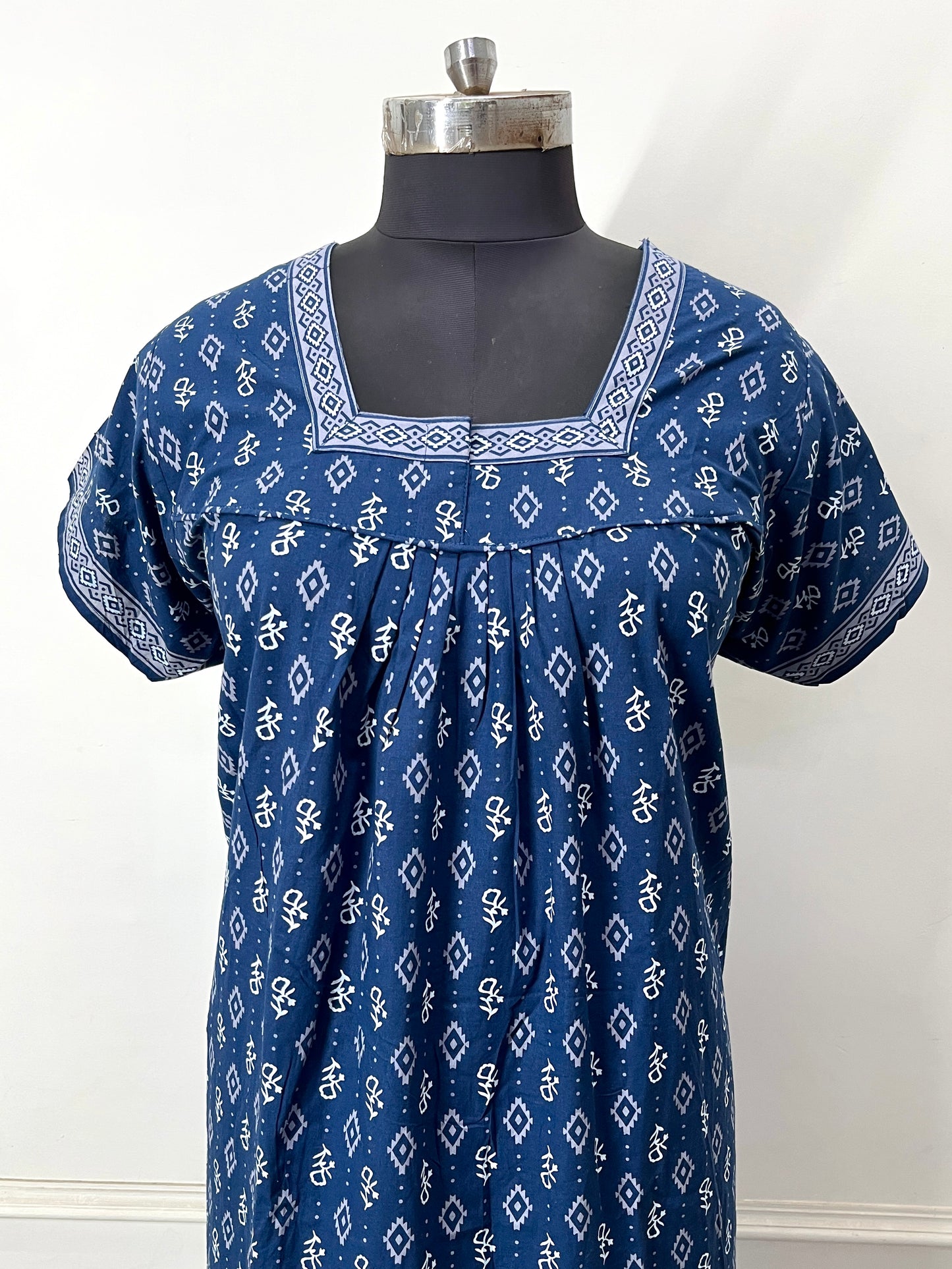 Denim Blue Booti Cotton Nighty (Women)