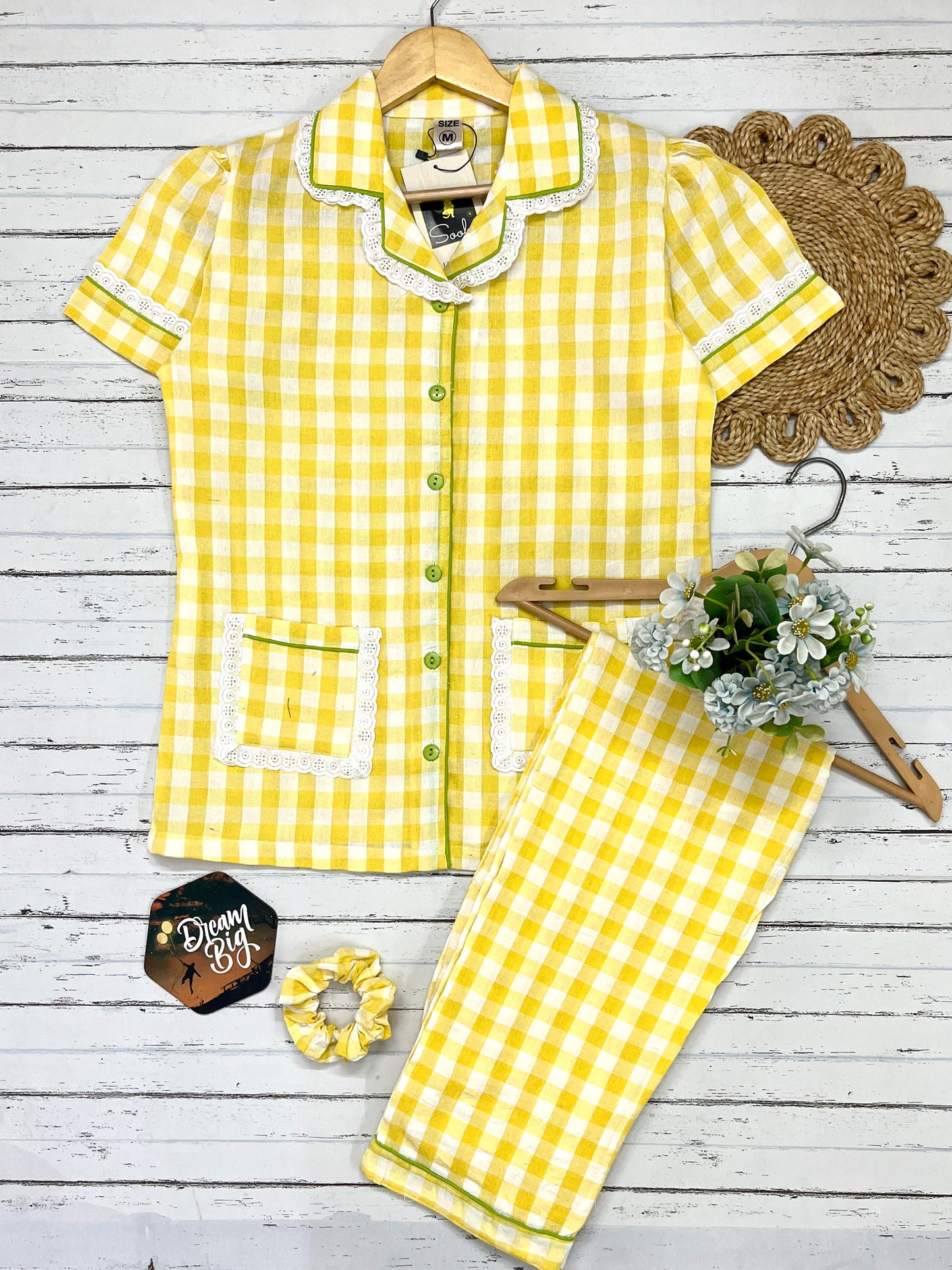 Daisy Yellow Check Pj Set (Women)