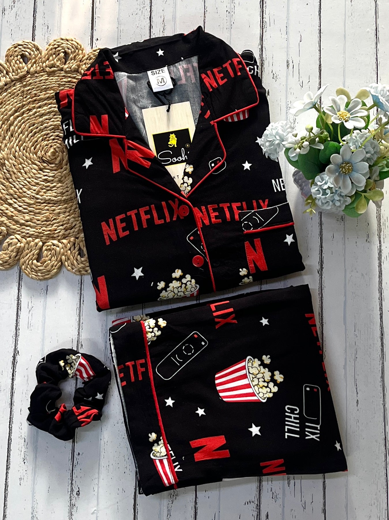 Black Netflix Pj Set (Women)