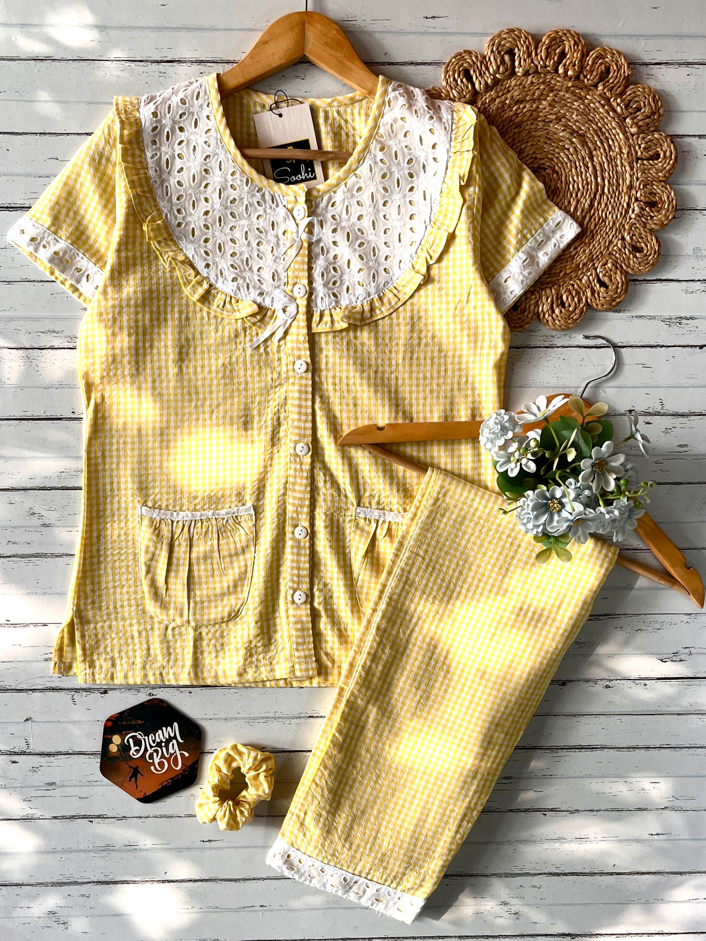 Yellow Candy Checks Pj Set (Women)