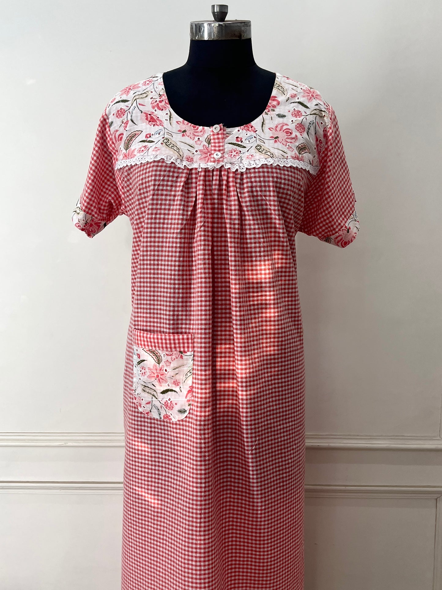 Orange Checks Nighty (Women)