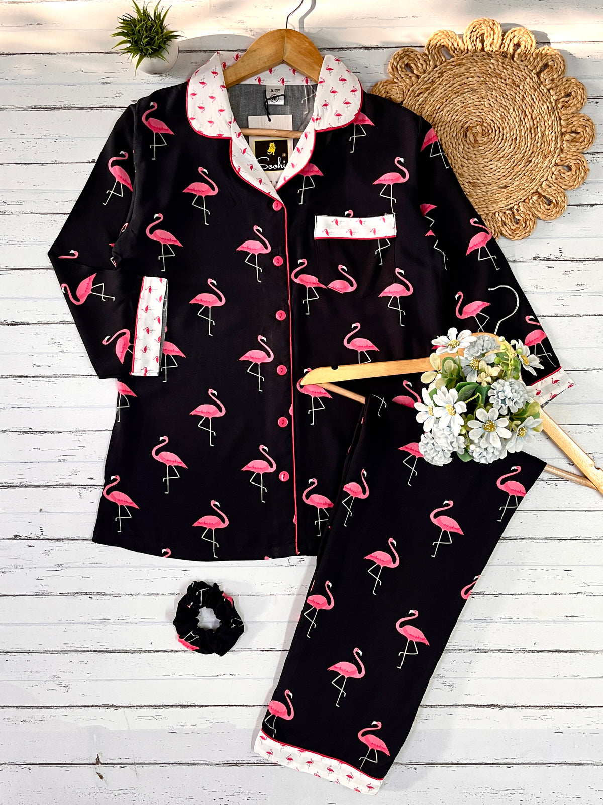 Black Flamingo Pj Set (Women)