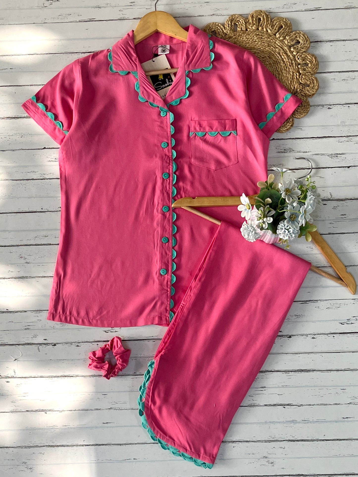 Pink Plain Pj Set (Women)