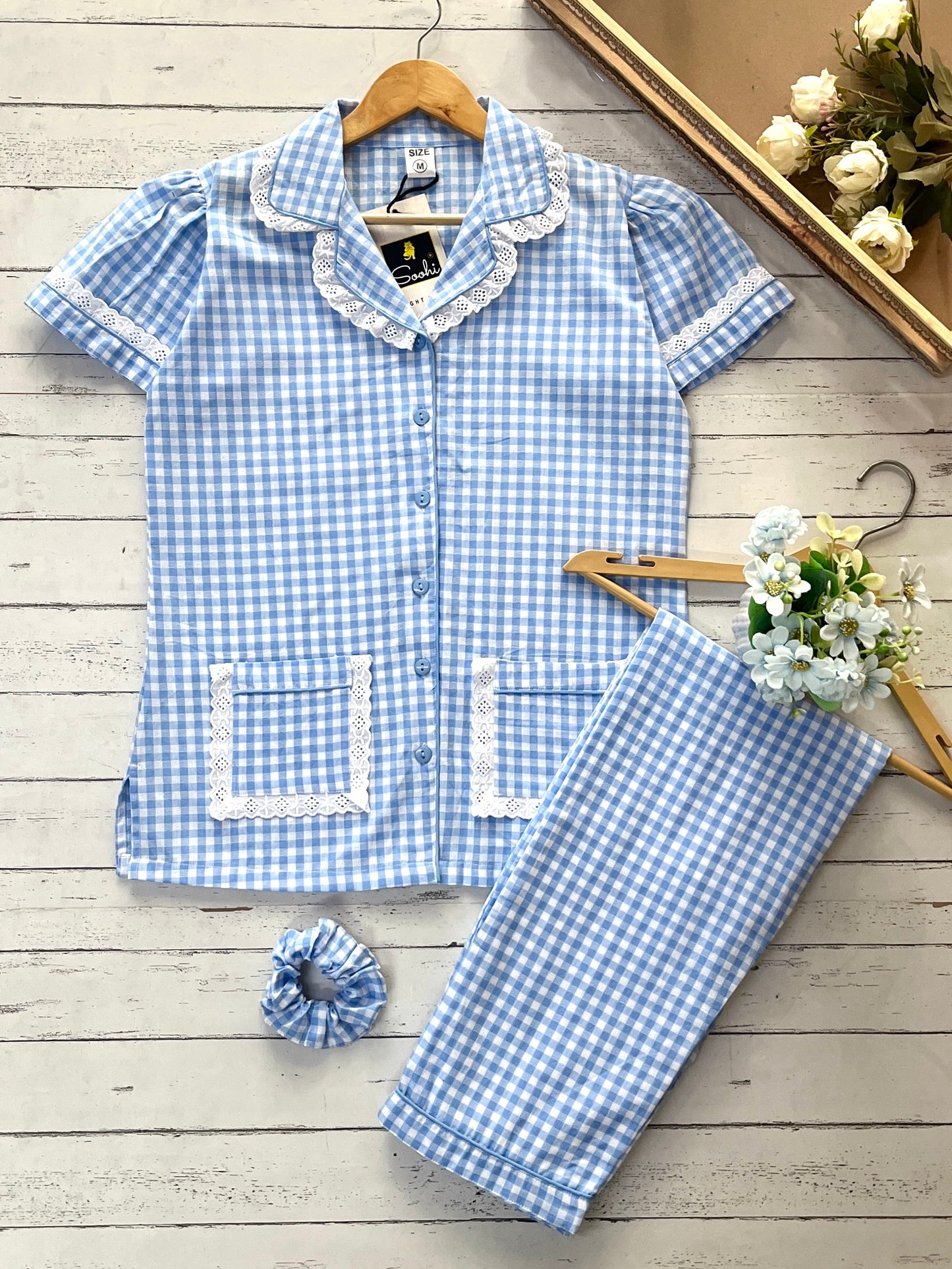 Blue Checks Pj Set (Women)