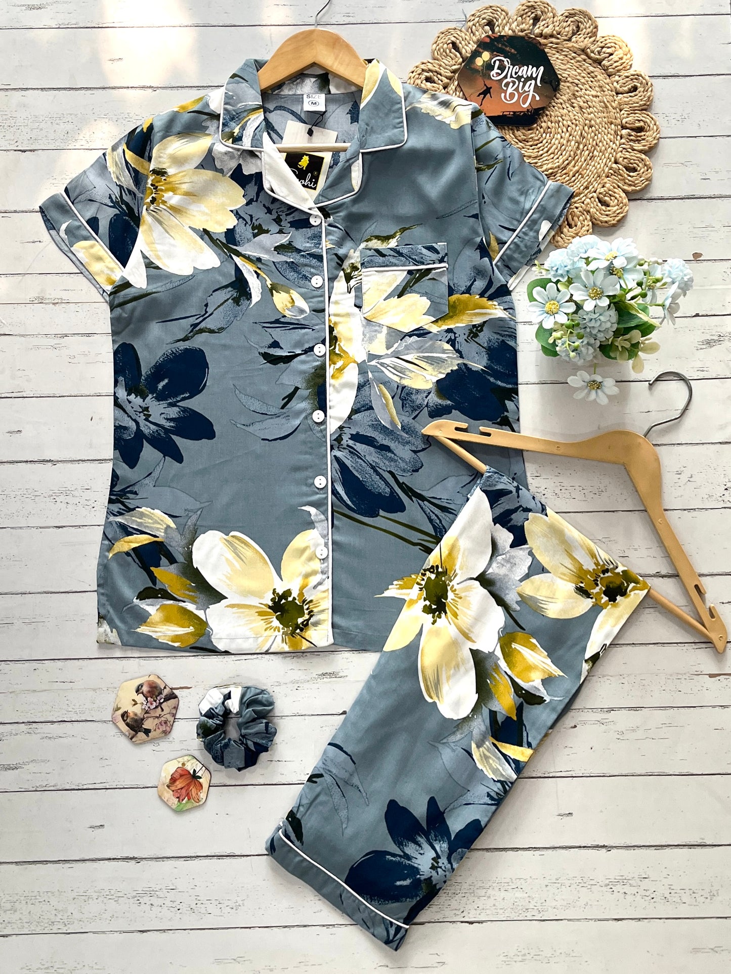 Grey Floral PJ Set ( Women )