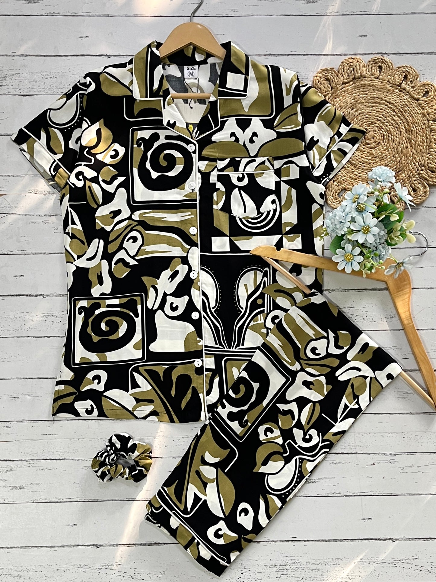 Green Abstract PJ Set ( Women )