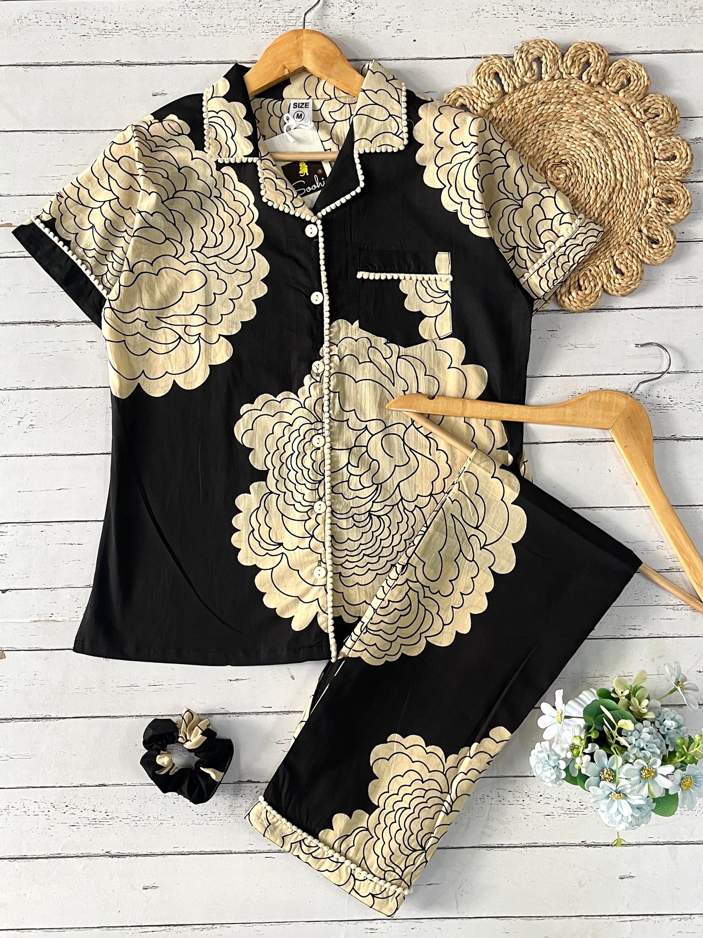 Black Flora Pj Set (Women)