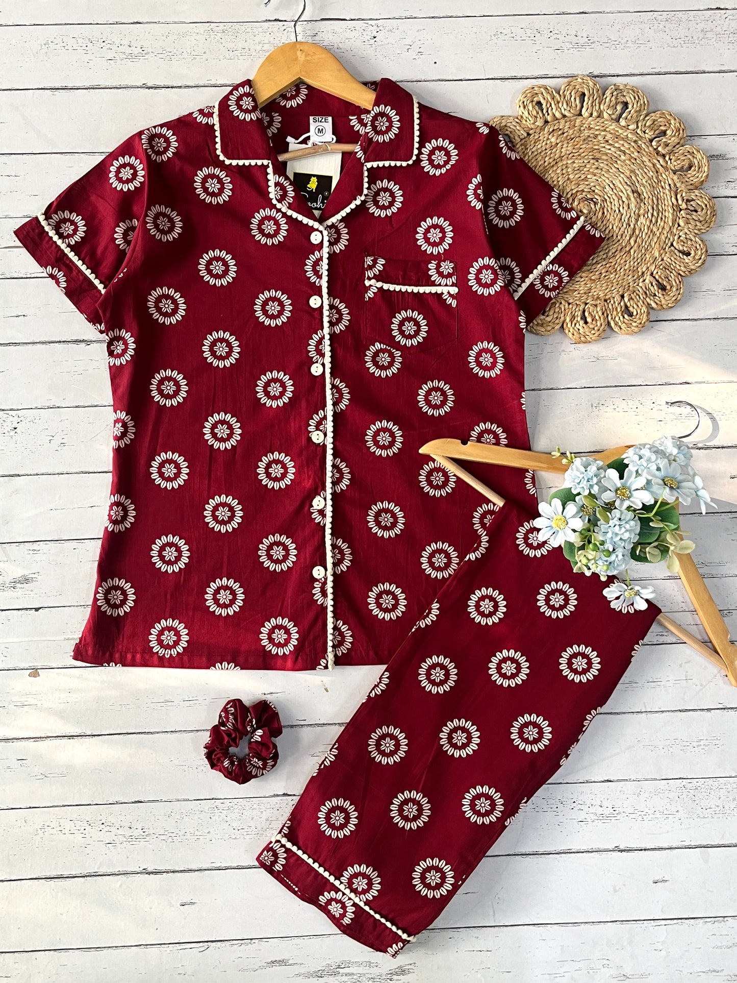 Maroon Mandala Pj Set (Women)