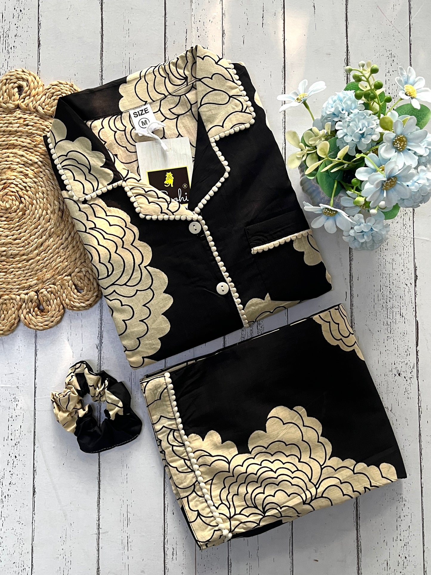 Black Flora Pj Set (Women)