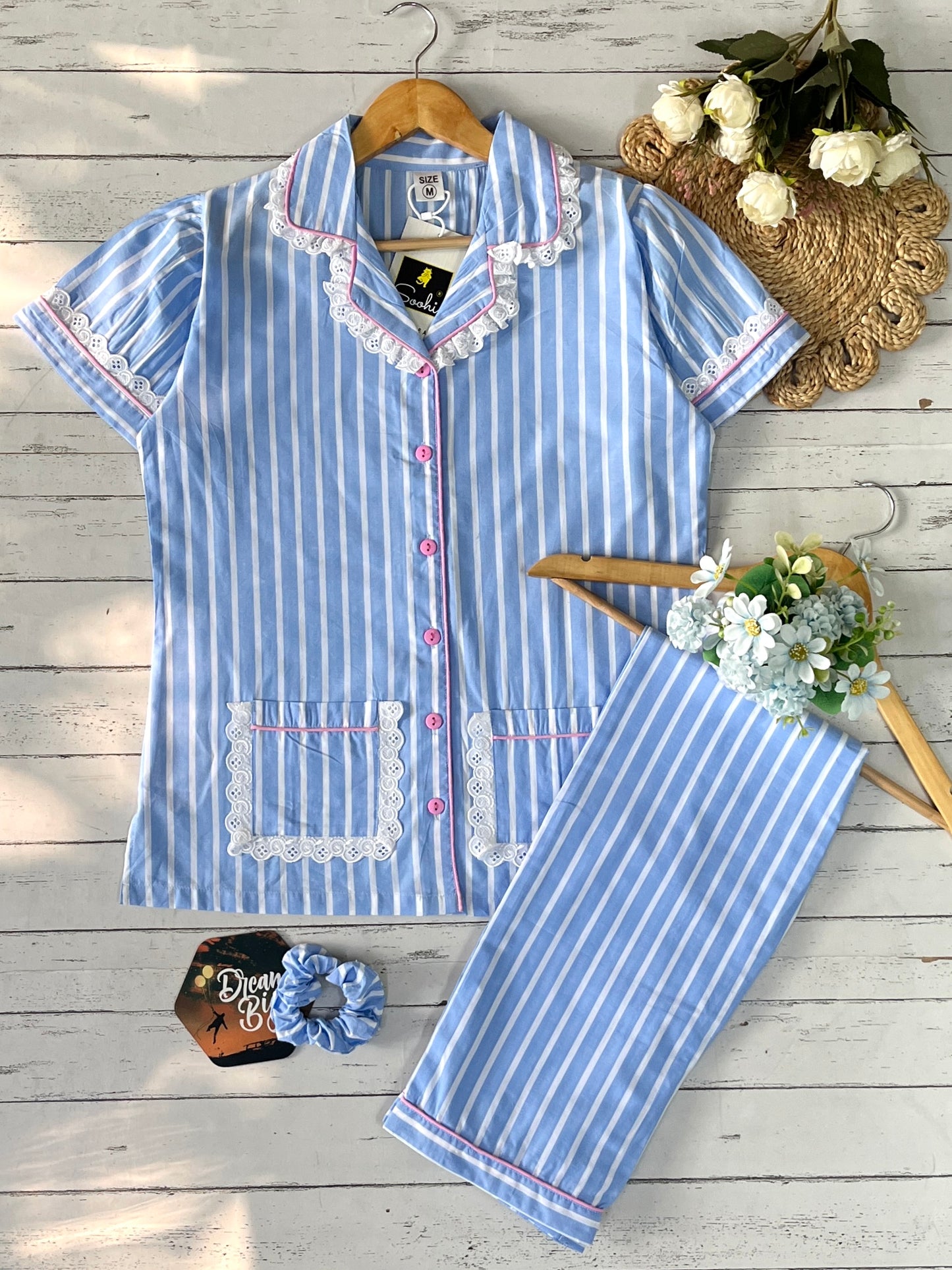 Blue stripe pj set (women)