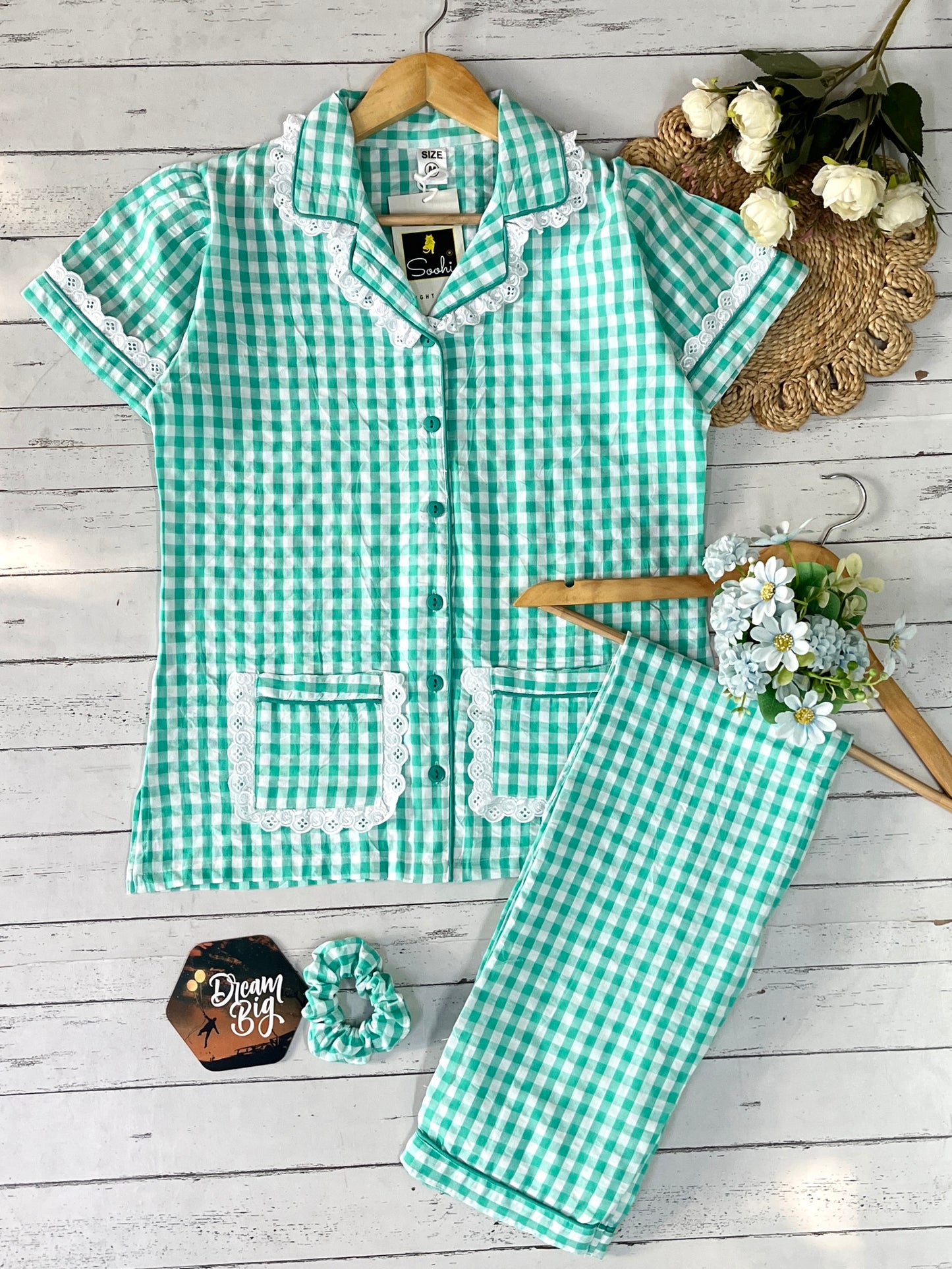 Green Checks Pj Set (Women)