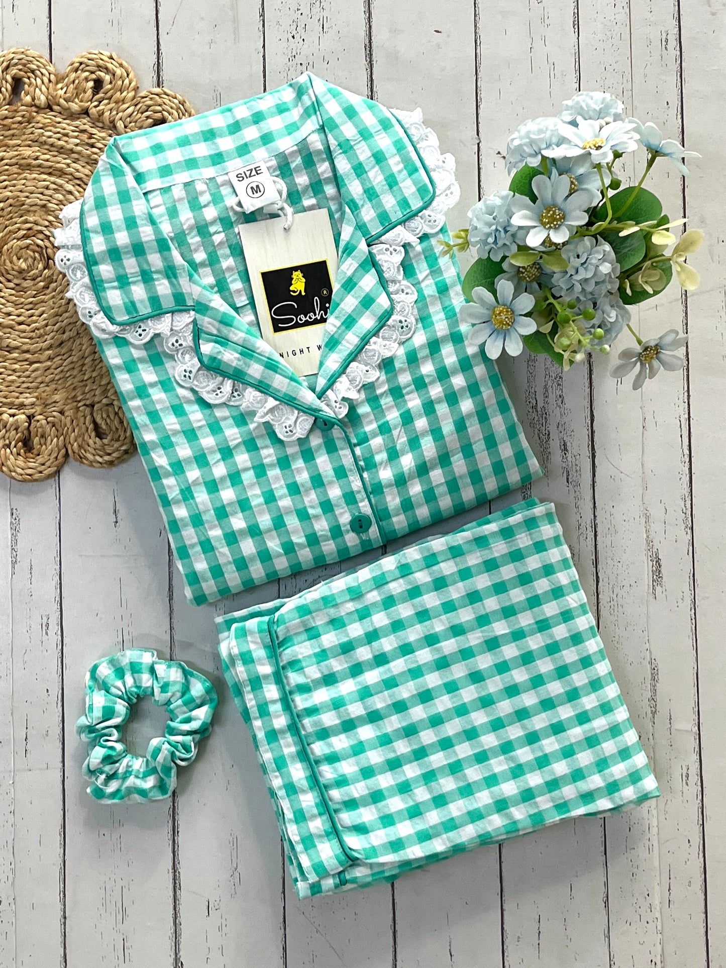 Green Checks Pj Set (Women)