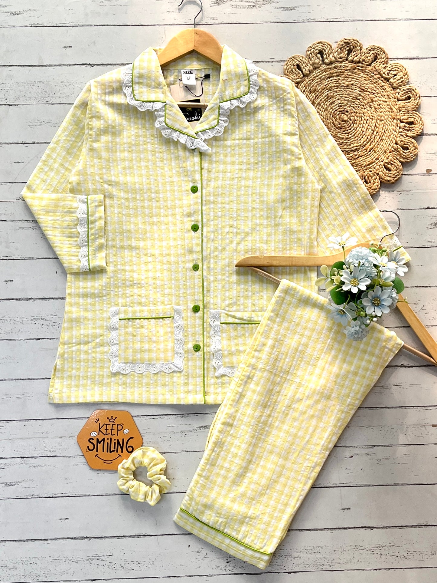 Yellow Checks Pj Set (Women)