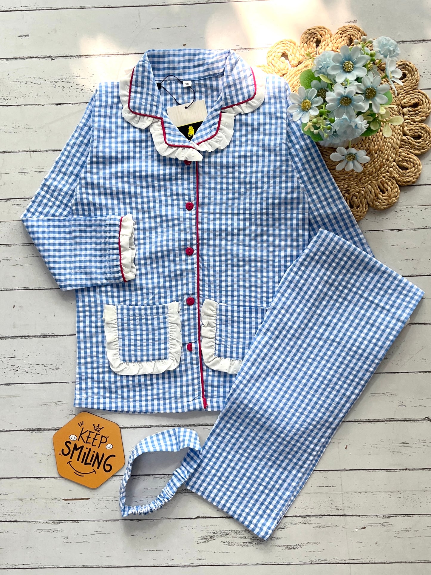 Blue Check Kids Pj Set