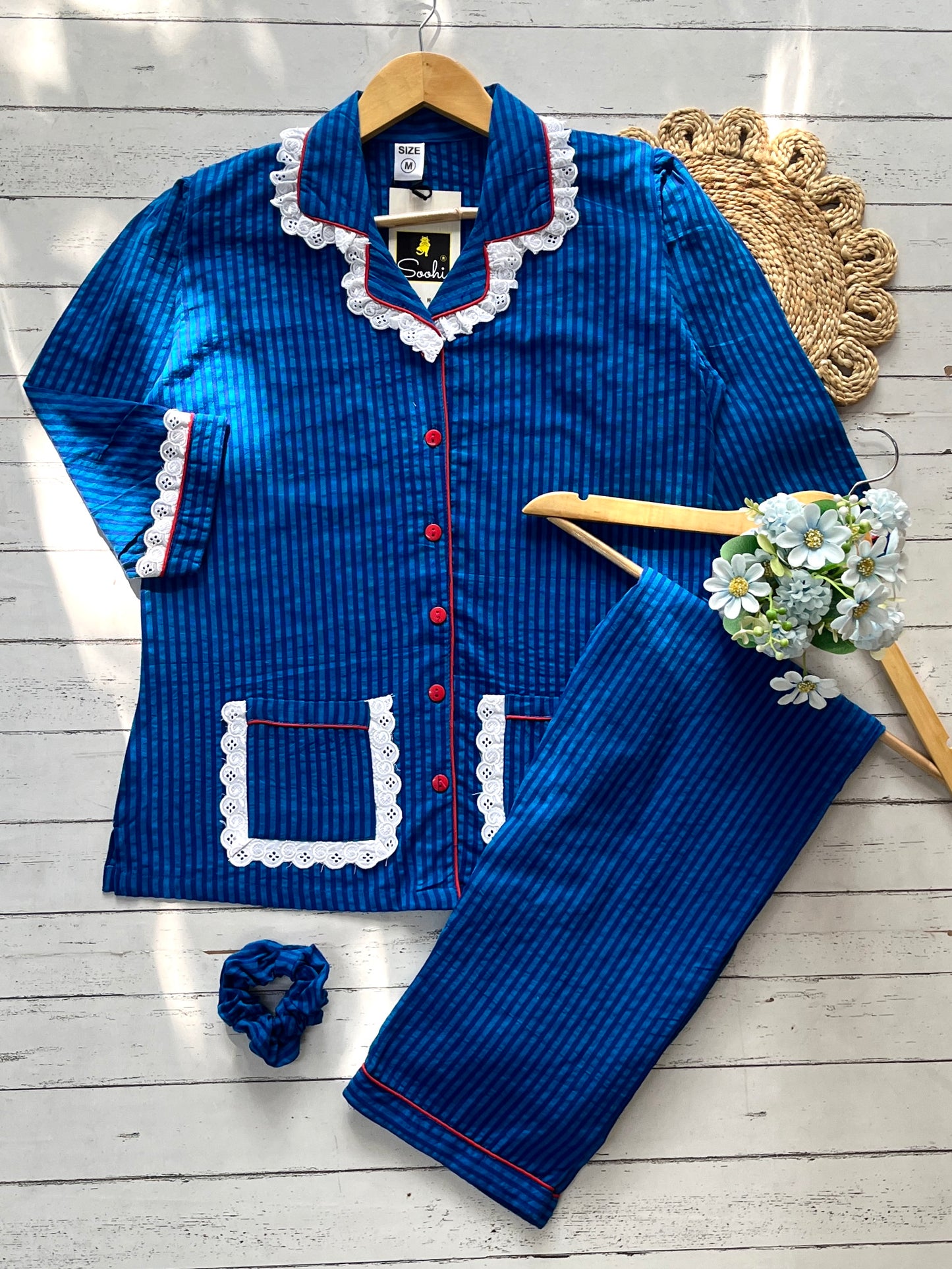 Dark Blue Stripes Pj Set (Women)