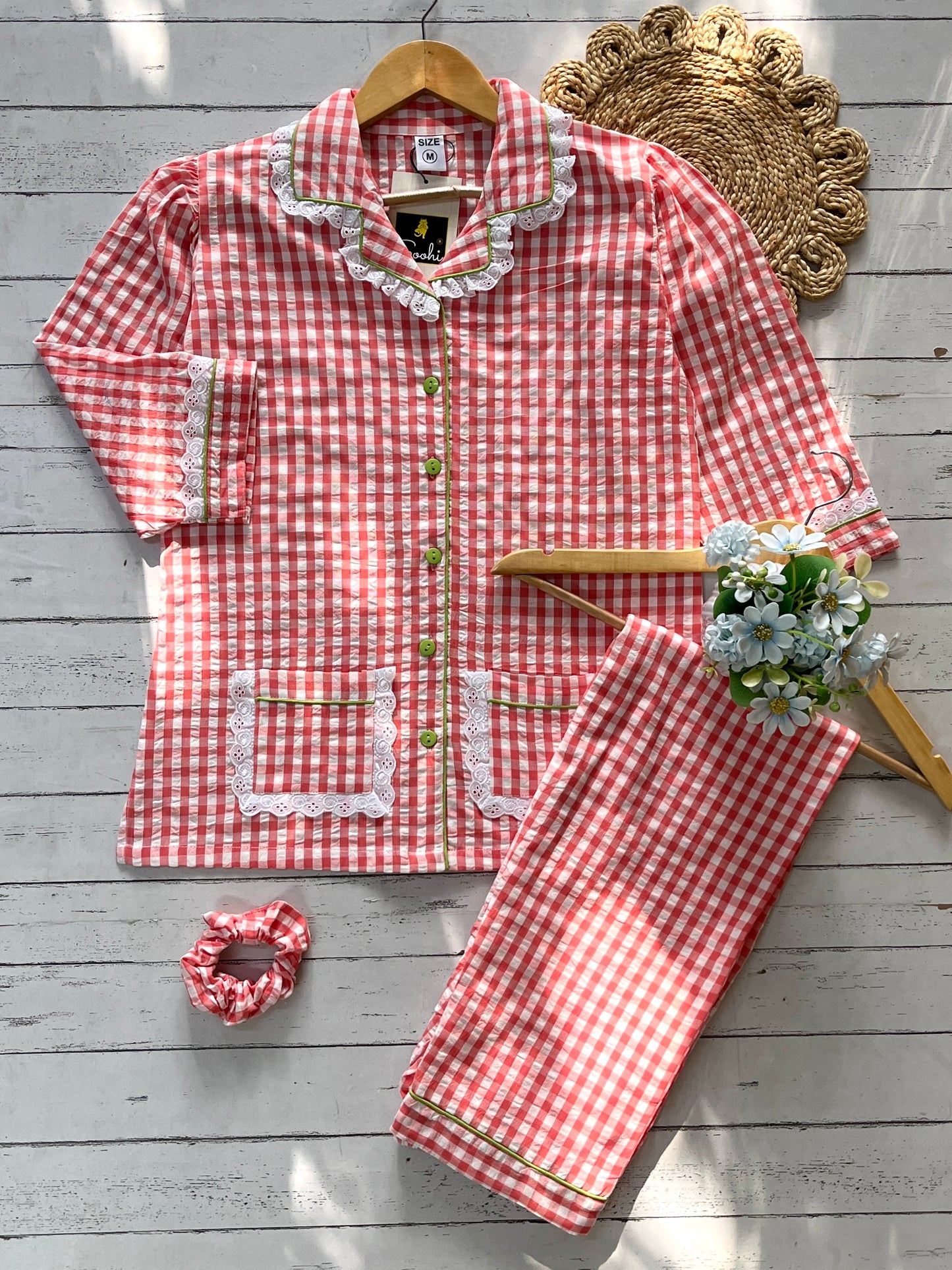 Orange Check Pj Set (Women)