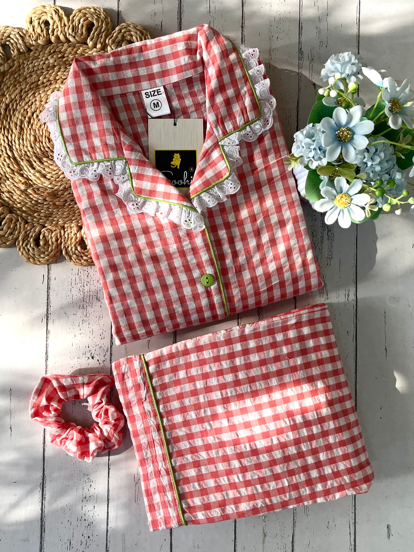Orange Check Pj Set (Women)