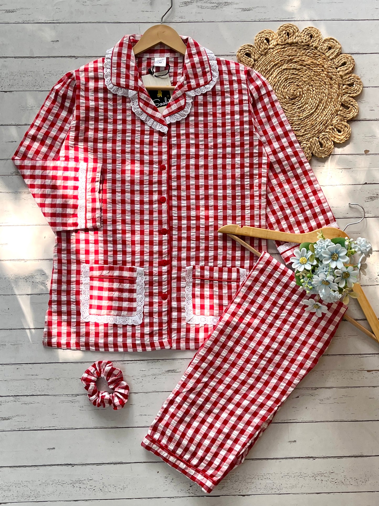 Red Gingham Check Pj Set (Women)