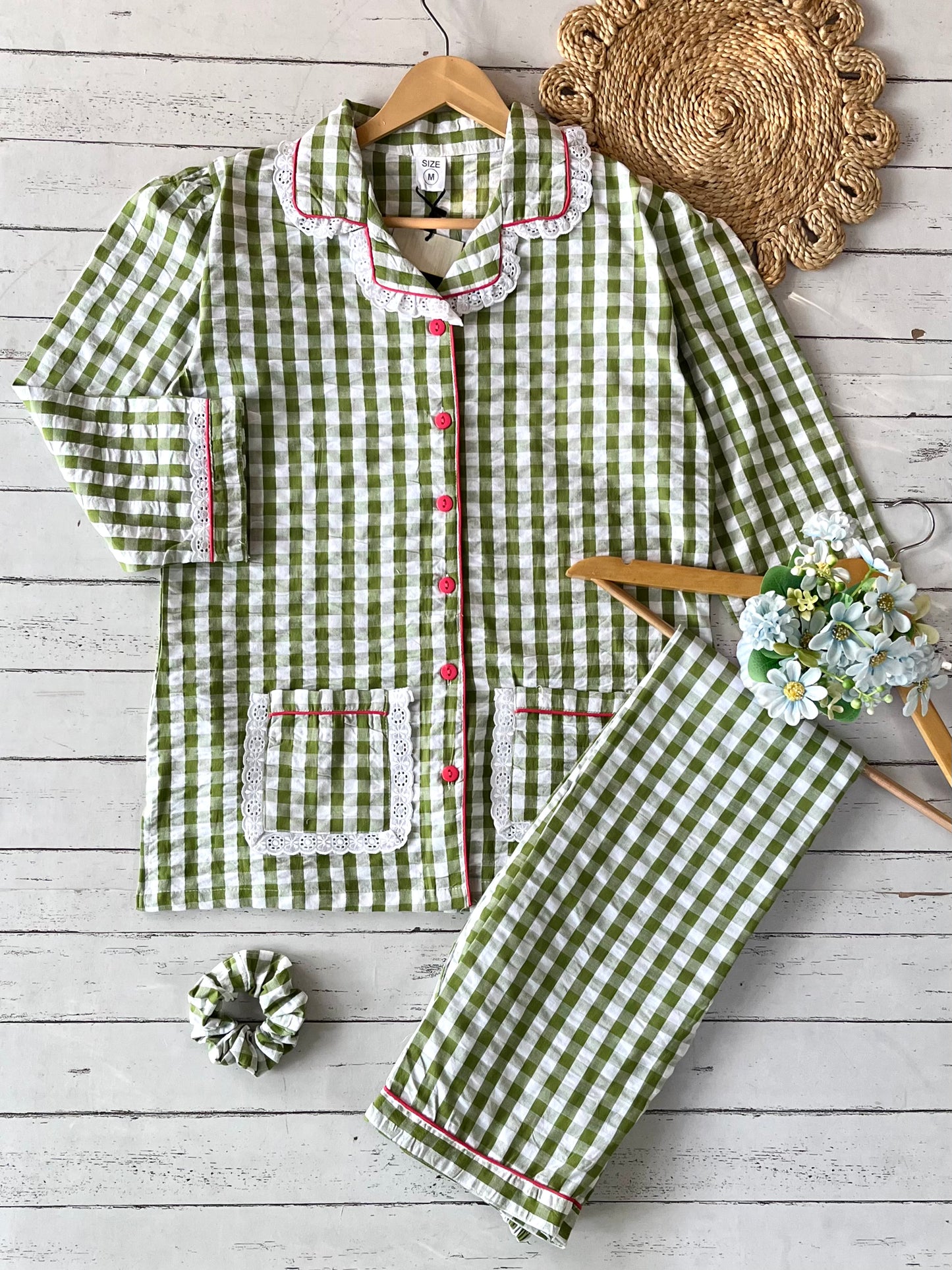 Green Checks Pj Set (Women)
