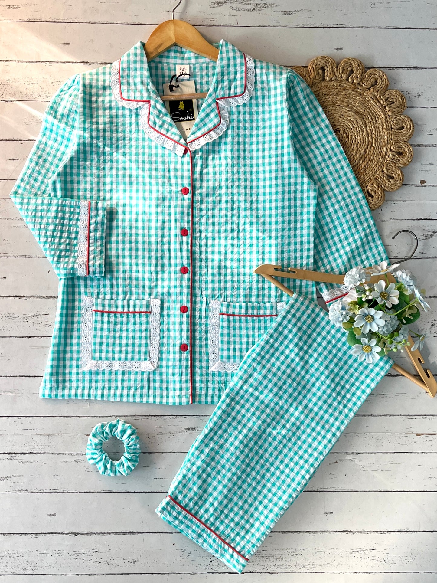 New Green Check Pj Set (Women)