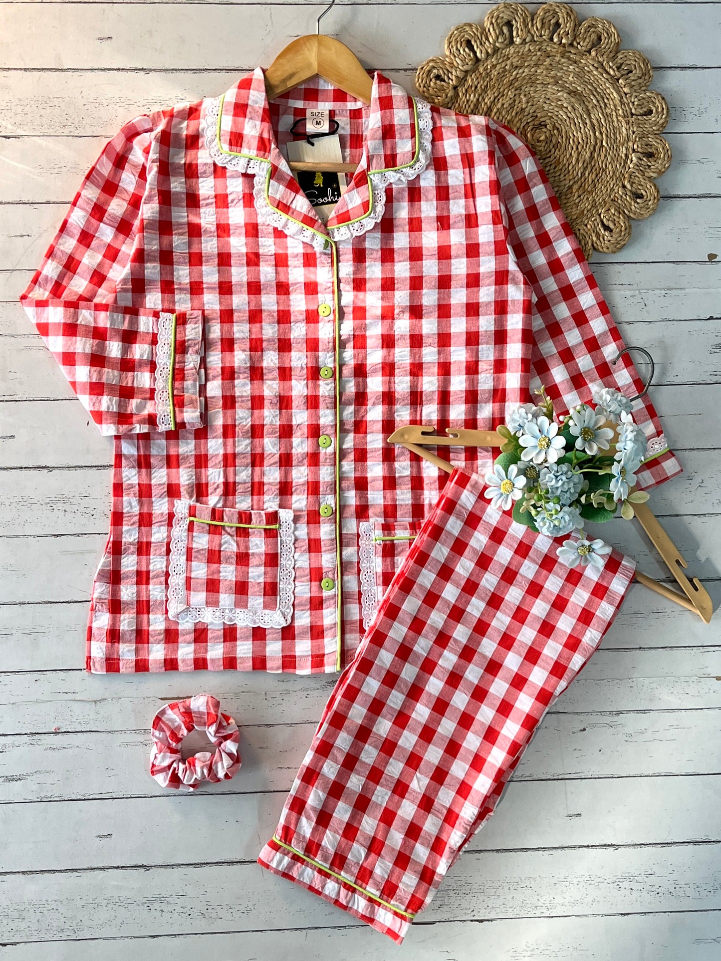 New Orange Check Pj Set (Women)