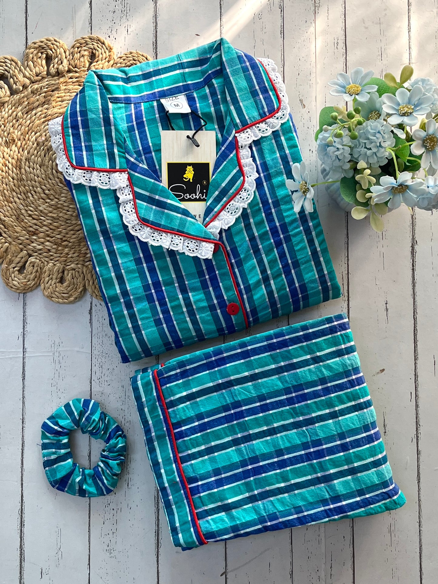 Green check Pj Set (Women)