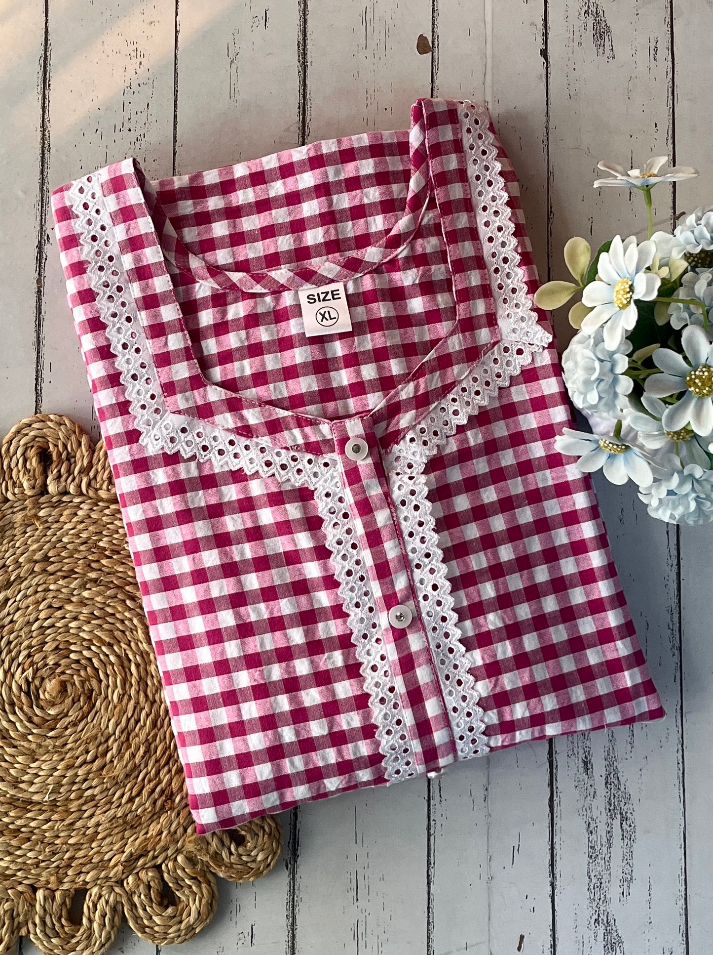 Pink Gingham Check Nighty (Women)