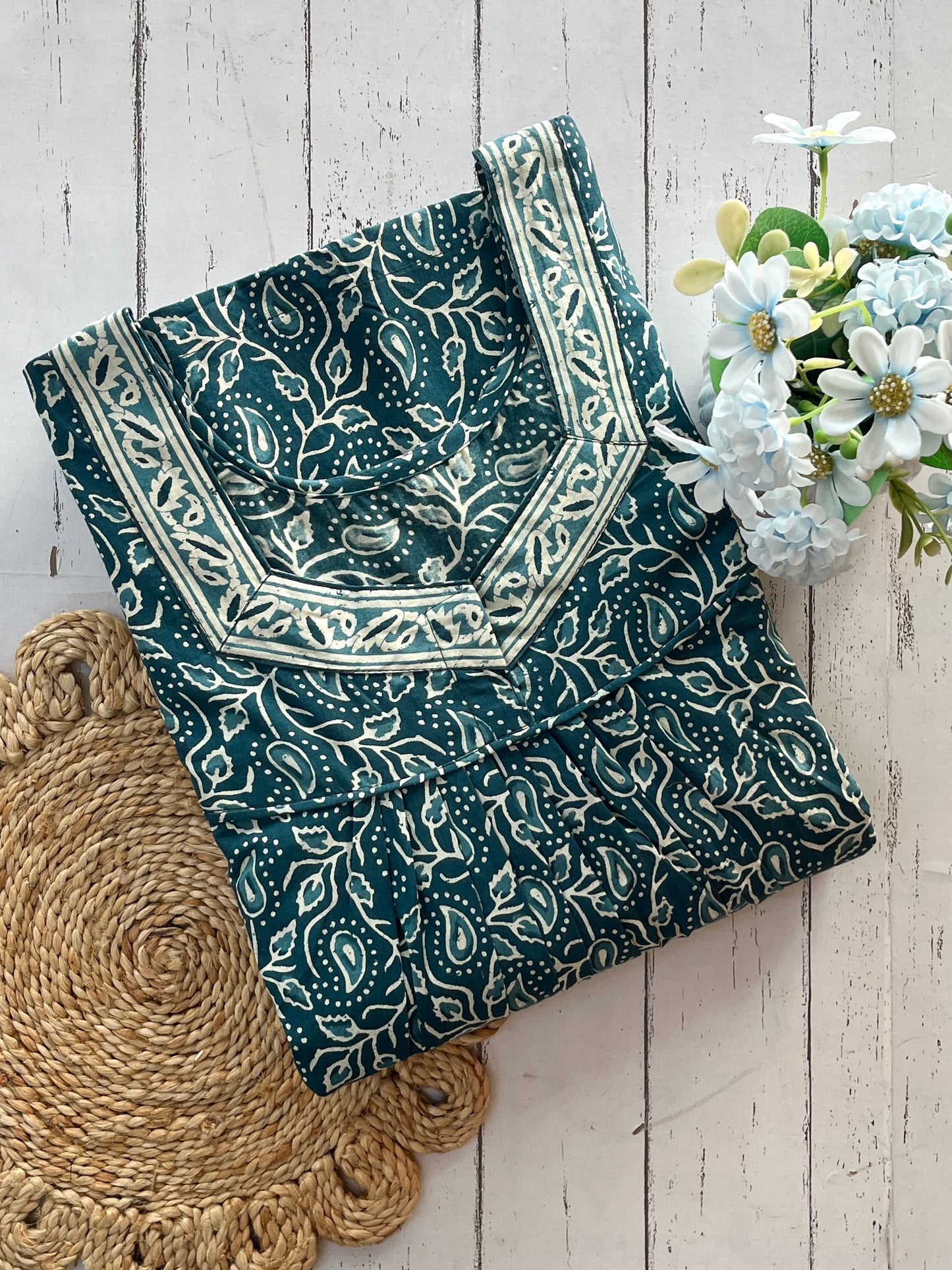 Green Pure Cotton Nighty (Women)