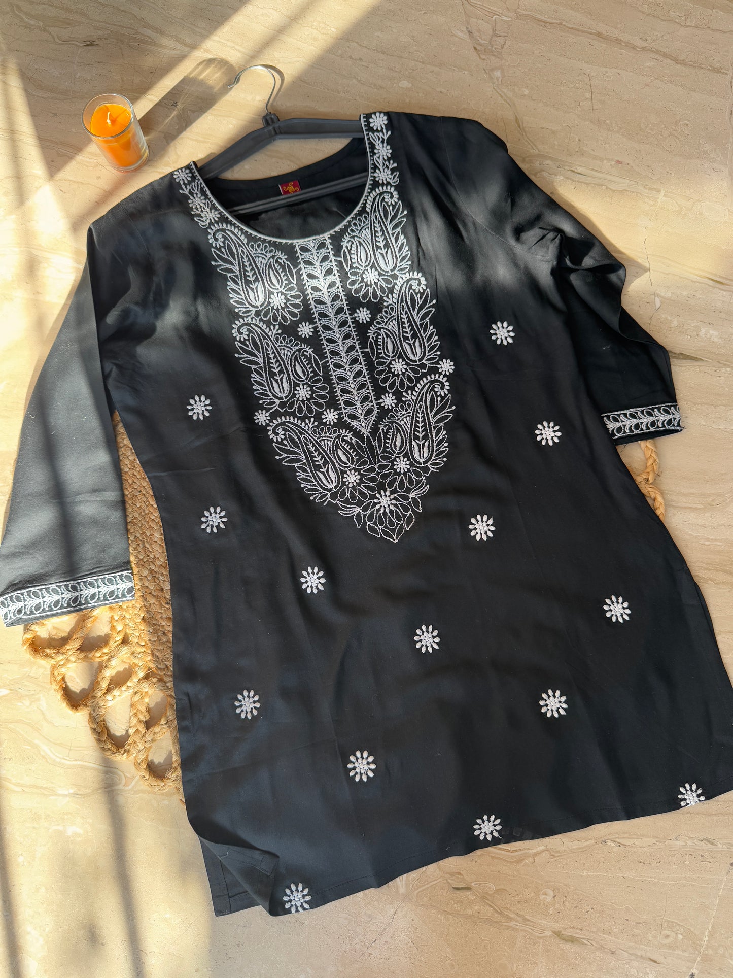 Black Blossom Chikankari Kurti (Women)